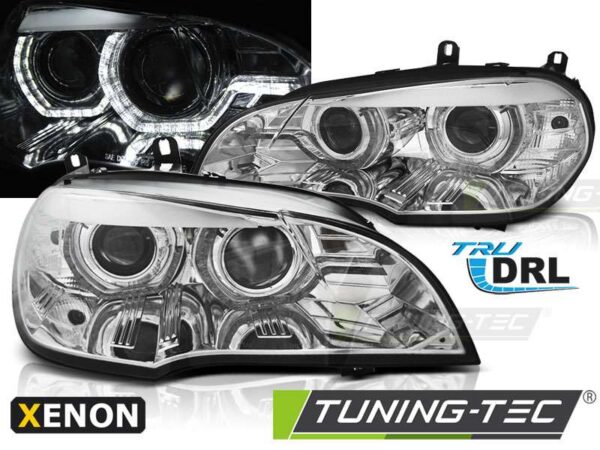 XENON Φανάρια ANGEL EYES LED DRL χρωμίου για BMW X5 E70 07-10 BMW X5 (E70) [2006-2014]