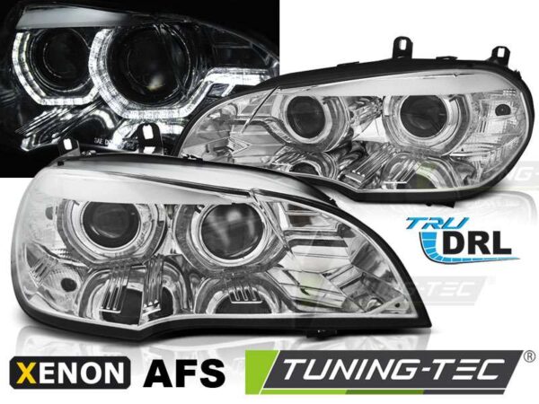 XENON Φανάρια ANGEL EYES LED DRL χρωμίου AFS για BMW X5 E70 07-10 BMW X5 (E70) [2006-2014]