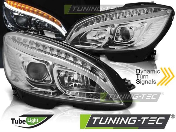 Φανάρια TUBE LIGHT χρωμίου SEQ για MERCEDES W204 07-10 Mercedes C Class (W204) [2007-2014]