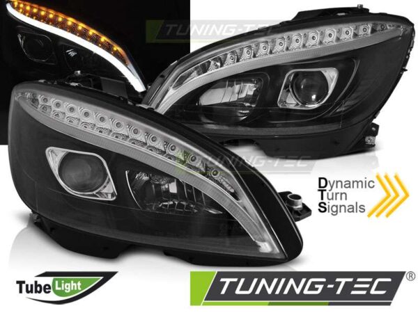Φανάρια TUBE LIGHT Μαύρο SEQ για MERCEDES W204 07-10 Mercedes C Class (W204) [2007-2014]