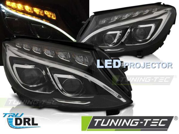 Φανάρια TRUE DRL Μαύρο για MERCEDES W205 14-18 Mercedes C Class (W205) [2014-2021]