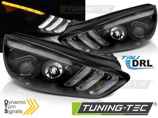 FORD FOCUS MK3 15-18 Μαύρο DRL LED SEQ INDICAOR Ford Focus Mk3 [2011-2018]