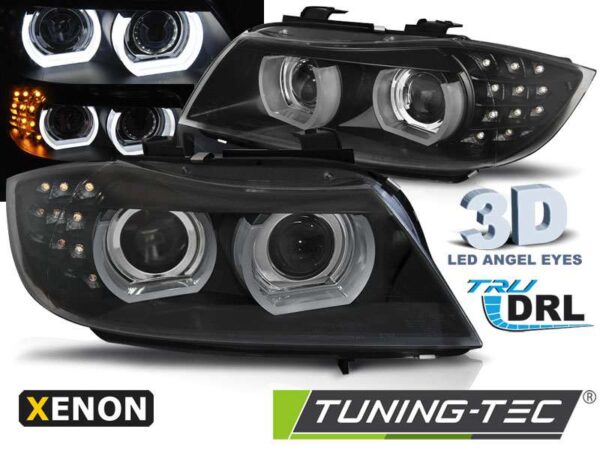 XENON Φανάρια ANGEL EYES LED DRL Μαύρο για BMW E90/E91 09-11 BMW 3 (E90/E91/E92/E93) [2005-2013]