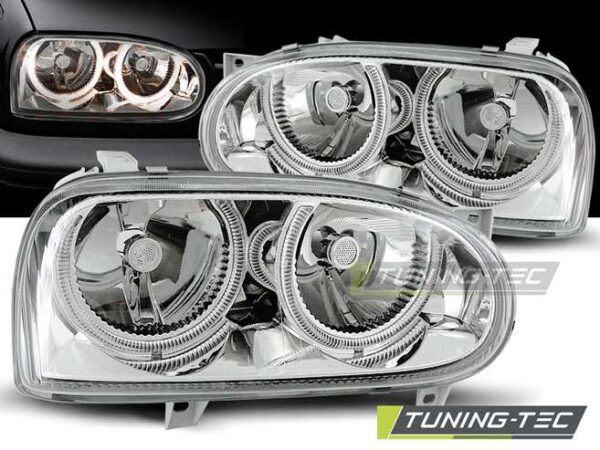 Φανάρια ANGEL EYES χρωμίου για VW GOLF 3 09.91-08.97 Volkswagen Golf Mk3 [1991-1997]
