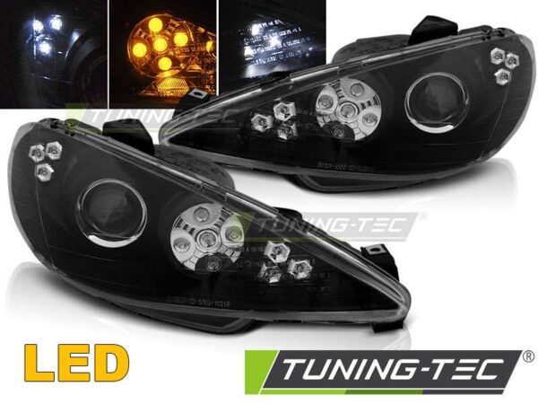 PEUGEOT 206 02-ANGEL EYES Μαύρο LED Peugeot 206 [1998-2013]