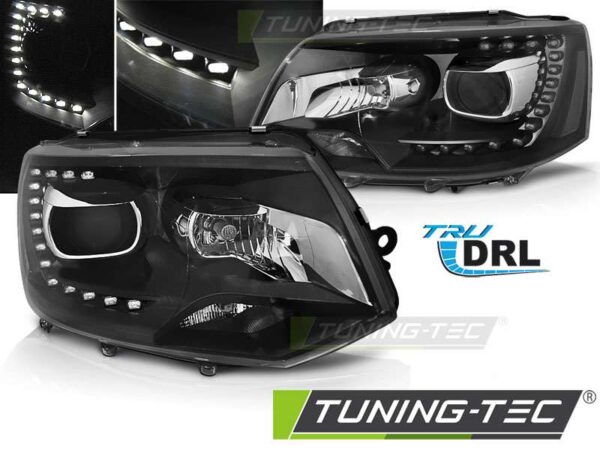 Φανάρια TRUE DRL Μαύρο για VW T5 2010-15 Volkswagen Transporter T5 [2003-2015]
