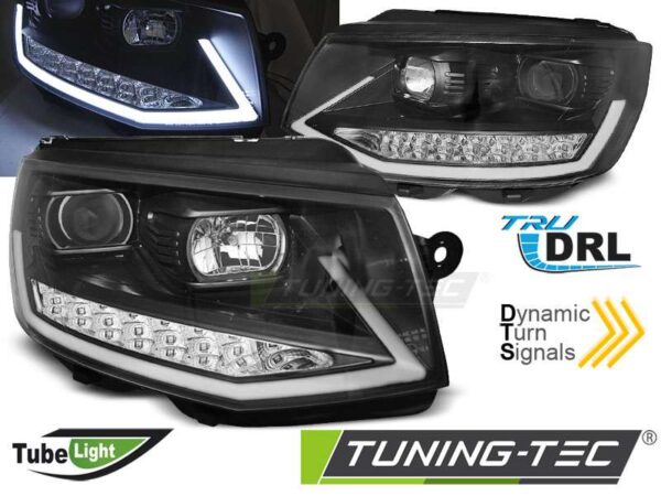 Φανάρια TUBE LIGHT DRL Μαύρο χρωμίου SEQ για VW T6 15-19 Volkswagen Transporter T6 [2015-]