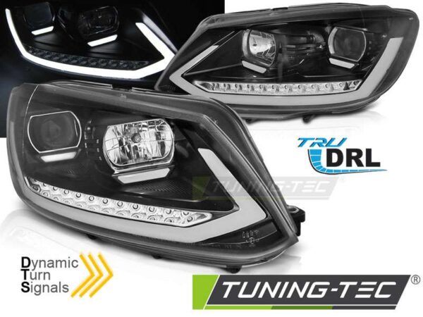 Φανάρια TUBE LIGHT DRL Μαύρο SEQ για VW TOURAN II 08.10-15 Volkswagen Touran (1T) [2003-2015]