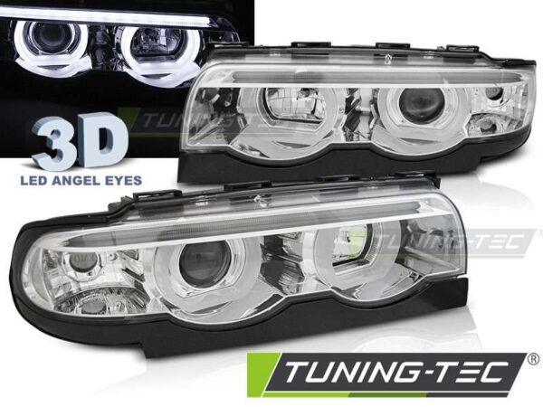 Φανάρια ANGEL EYES LED 3D χρωμίου για BMW E38 94-01 BMW 7 (E38) [1994-2001]
