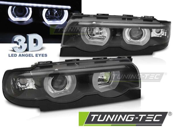 Φανάρια ANGEL EYES LED 3D Μαύρο για BMW E38 94-01 BMW 7 (E38) [1994-2001]