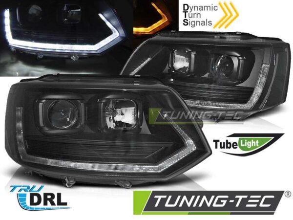 Φανάρια TUBE LIGHT T6 LOOK Μαύρο για VW T5 2010-2015 Volkswagen Transporter T5 [2003-2015]