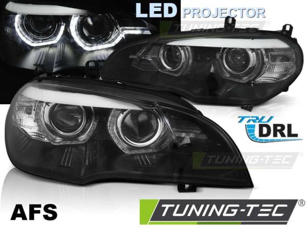 LED Φανάρια ANGEL EYES LED DRL Μαύρο AFS για BMW X5 E70 07-13 (XENON OEM) BMW X5 (E70) [2006-2014]