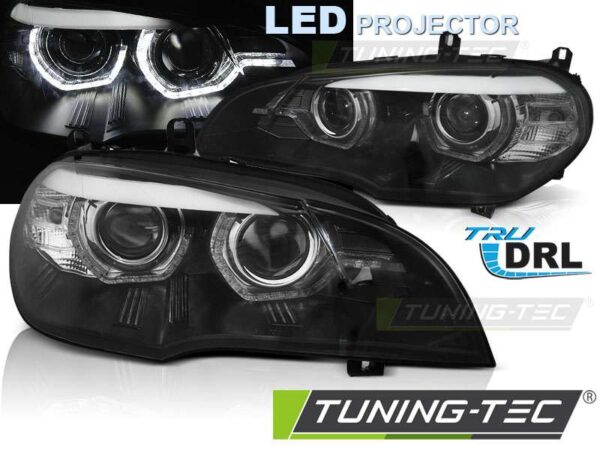 LED Φανάρια ANGEL EYES LED DRL Μαύρο για BMW X5 E70 07-13 (XENON OEM) BMW X5 (E70) [2006-2014]