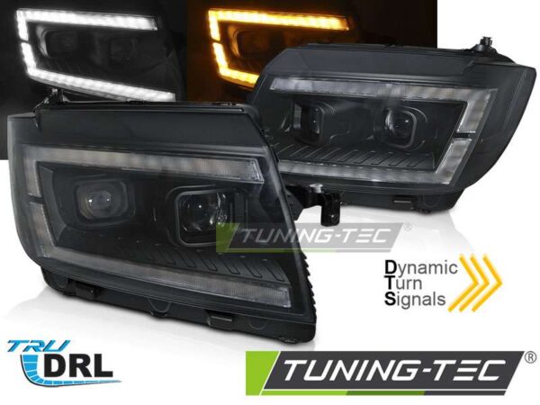Φανάρια TUBE LIGHT Μαύρο DRL SEQ για VW CRAFTER II 2017-