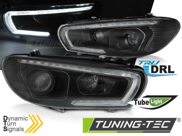 Φανάρια TUBE SEQ LED Μαύρο για VW SCIROCCO 14-17 Volkswagen Scirocco Mk3 [2008-2017]