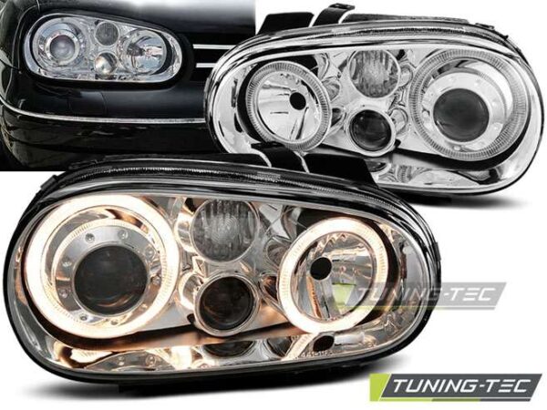 Φανάρια ANGEL EYES χρωμίου για VW GOLF 4 09.97-09.03 Volkswagen Golf Mk4 [1997-2004]